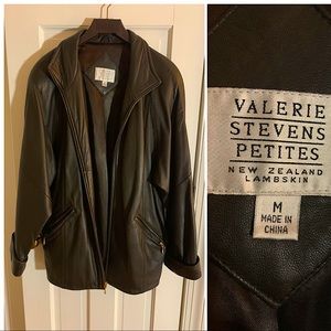 Valerie Stevens Petites, Lambskin coat, brown, Womens M